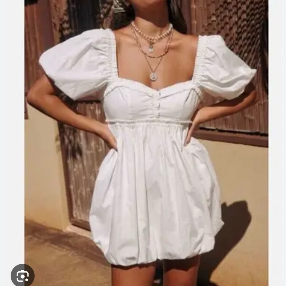 Free People Mini Dress Bubble …. Puff Sleeve Smocke...